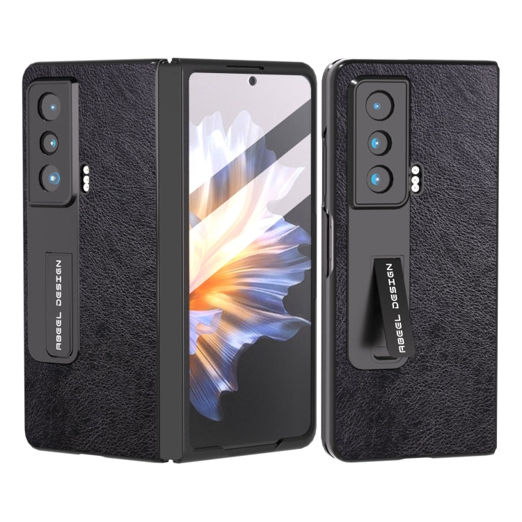 For Honor Magic Vs ABEEL Dual Color Lichi Texture PU Phone Case(Black) - Honor Cases by PMC TechLife | Online Shopping South Africa | PMC TechLife | Buy Now Pay Later Mobicred
