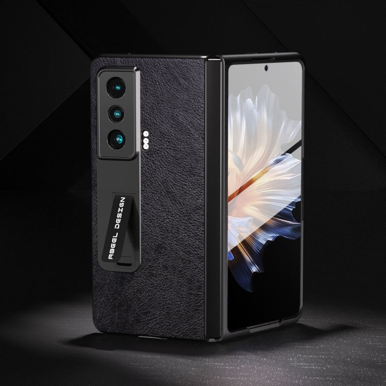 For Honor Magic Vs ABEEL Dual Color Lichi Texture PU Phone Case(Black) - Honor Cases by PMC TechLife | Online Shopping South Africa | PMC TechLife | Buy Now Pay Later Mobicred