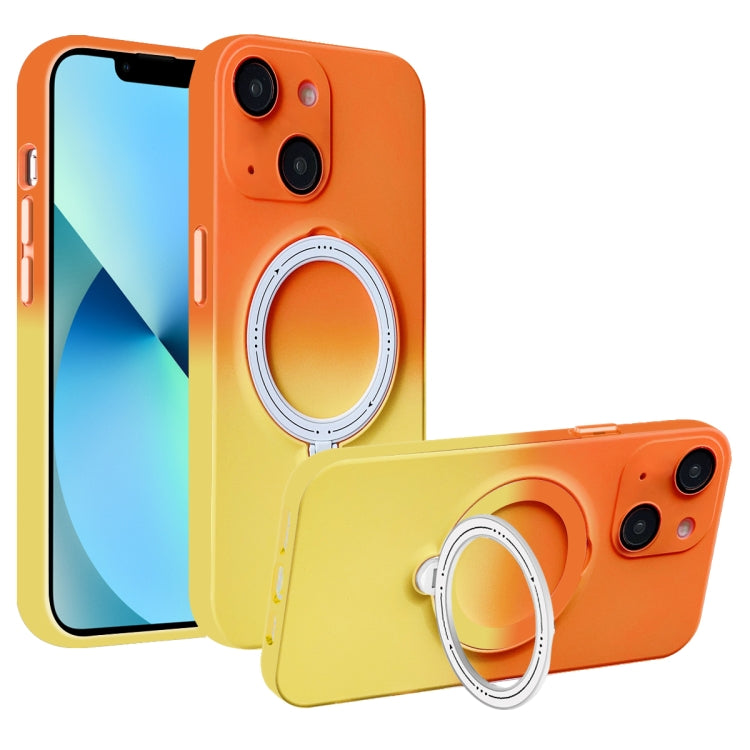 For iPhone 13 MagSafe Holder Gradient TPU Phone Case(Orange Yellow) - iPhone 13 Cases by PMC Jewellery | Online Shopping South Africa | PMC Jewellery