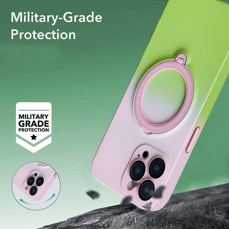 For iPhone 14 MagSafe Holder Gradient TPU Phone Case(Pink Green) - iPhone 14 Cases by PMC TechLife | Online Shopping South Africa | PMC TechLife