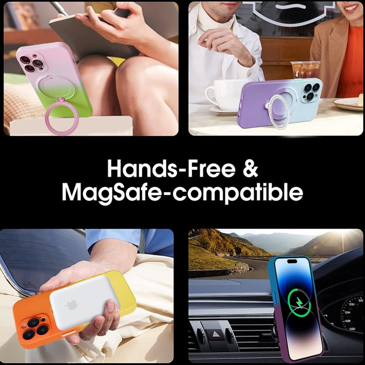 For iPhone 13 Pro Max MagSafe Holder Gradient TPU Phone Case(Deep Purple Gray) - iPhone 13 Pro Max Cases by PMC TechLife | Online Shopping South Africa | PMC TechLife
