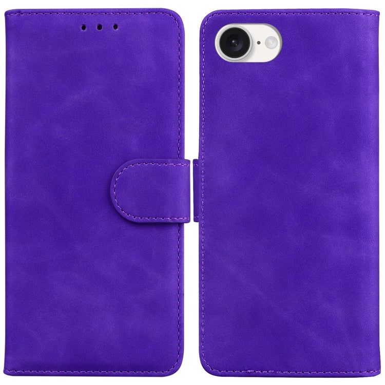 For iPhone SE 2024 Skin Feel Pure Color Flip Leather Phone Case(Purple) - More iPhone Cases by PMC Jewellery | Online Shopping South Africa | PMC Jewellery | Buy Now Pay Later Mobicred