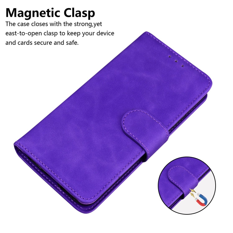 For iPhone SE 2024 Skin Feel Pure Color Flip Leather Phone Case(Purple) - More iPhone Cases by PMC Jewellery | Online Shopping South Africa | PMC Jewellery | Buy Now Pay Later Mobicred