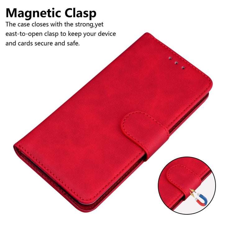 For iPhone SE 2024 Skin Feel Pure Color Flip Leather Phone Case(Red) - More iPhone Cases by PMC Jewellery | Online Shopping South Africa | PMC Jewellery | Buy Now Pay Later Mobicred