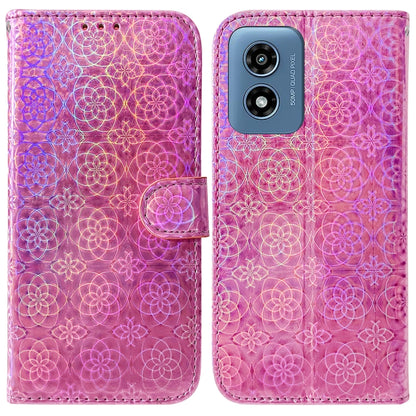 For Motorola Moto G Play 4G 2024 Colorful Magnetic Buckle Leather Phone Case(Pink) - Motorola Cases by PMC Jewellery | Online Shopping South Africa | PMC Jewellery | Buy Now Pay Later Mobicred