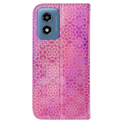 For Motorola Moto G Play 4G 2024 Colorful Magnetic Buckle Leather Phone Case(Pink) - Motorola Cases by PMC Jewellery | Online Shopping South Africa | PMC Jewellery | Buy Now Pay Later Mobicred