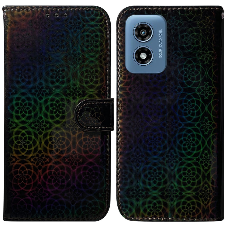 For Motorola Moto G Play 4G 2024 Colorful Magnetic Buckle Leather Phone Case(Black) - Motorola Cases by PMC Jewellery | Online Shopping South Africa | PMC Jewellery | Buy Now Pay Later Mobicred