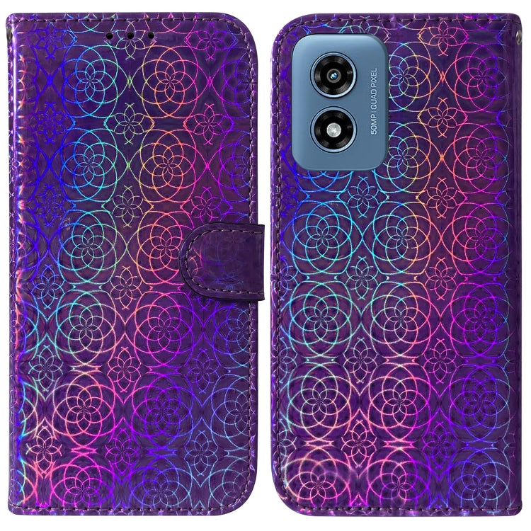 For Motorola Moto G Play 4G 2024 Colorful Magnetic Buckle Leather Phone Case(Purple) - Motorola Cases by PMC Jewellery | Online Shopping South Africa | PMC Jewellery | Buy Now Pay Later Mobicred