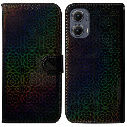 For Motorola Edge 2024 Colorful Magnetic Buckle Leather Phone Case(Black) - Motorola Cases by PMC Jewellery | Online Shopping South Africa | PMC Jewellery | Buy Now Pay Later Mobicred