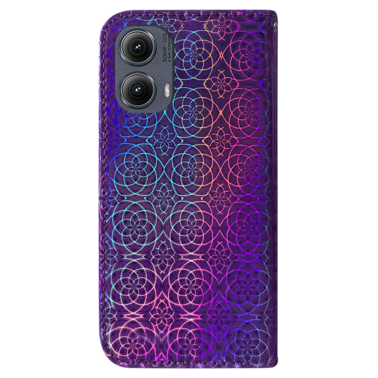 For Motorola Edge 2024 Colorful Magnetic Buckle Leather Phone Case(Purple) - Motorola Cases by PMC Jewellery | Online Shopping South Africa | PMC Jewellery | Buy Now Pay Later Mobicred