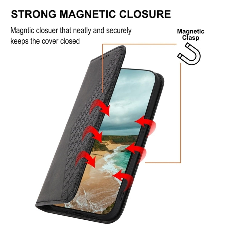 For Xiaomi Redmi A3 Cubic Grid Calf Texture Magnetic Leather Phone Case(Black) - Xiaomi Cases by PMC Jewellery | Online Shopping South Africa | PMC Jewellery | Buy Now Pay Later Mobicred