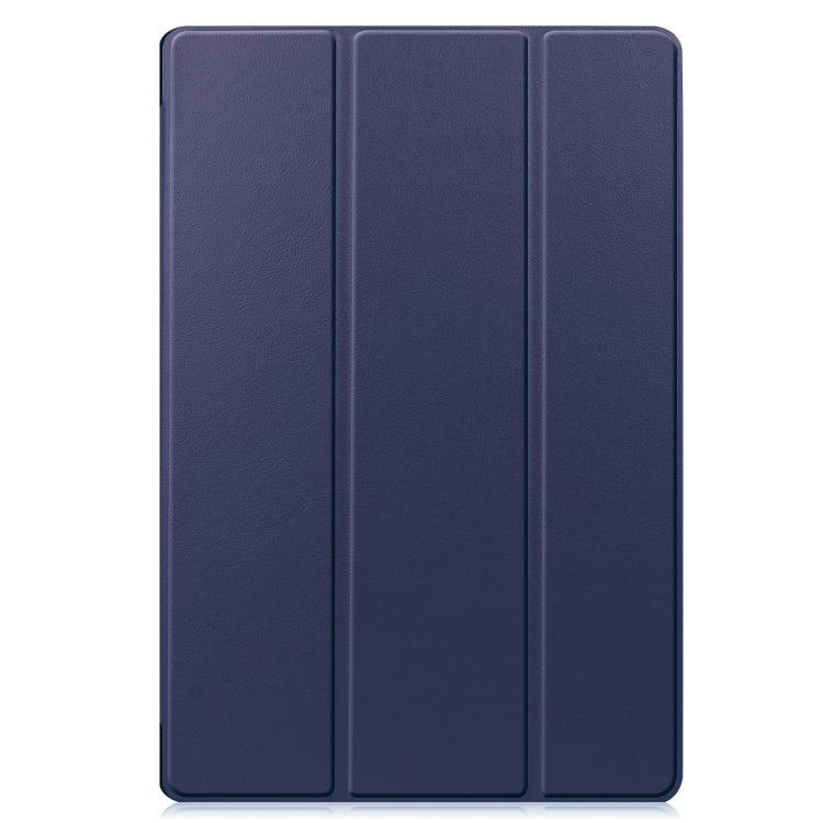 For Samsung Galaxy Tab S9 FE+ / S10+ Custer Pure Color 3-Fold Holder Smart Leather Tablet Case(Dark Blue) - Galaxy Tab S9 FE+ by PMC Jewellery | Online Shopping South Africa | PMC Jewellery | Buy Now Pay Later Mobicred