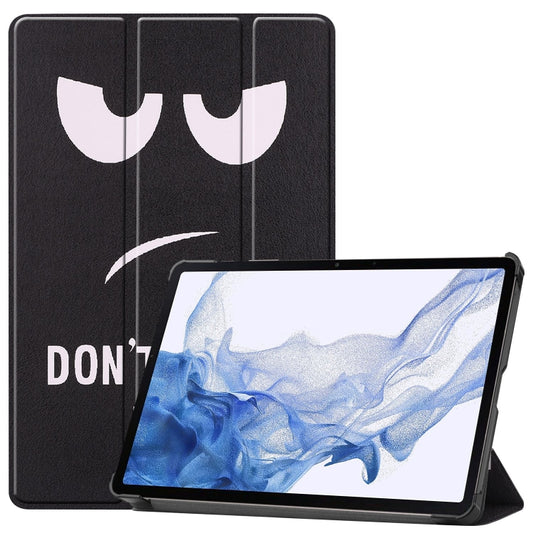 For Samsung Galaxy Tab S9 Custer Painted 3-Fold Holder Smart Leather Tablet Case(Big Eye Me) - Galaxy Tab S9 Cases by PMC Jewellery | Online Shopping South Africa | PMC Jewellery | Buy Now Pay Later Mobicred