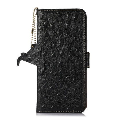 For Samsung Galaxy S24 Ostrich Pattern Genuine Leather RFID Phone Case(Black) - Galaxy Phone Cases by PMC Jewellery | Online Shopping South Africa | PMC Jewellery | Buy Now Pay Later Mobicred