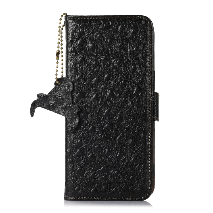 For Samsung Galaxy S24 Ultra Ostrich Pattern Genuine Leather RFID Phone Case(Black) - Galaxy Phone Cases by PMC Jewellery | Online Shopping South Africa | PMC Jewellery | Buy Now Pay Later Mobicred