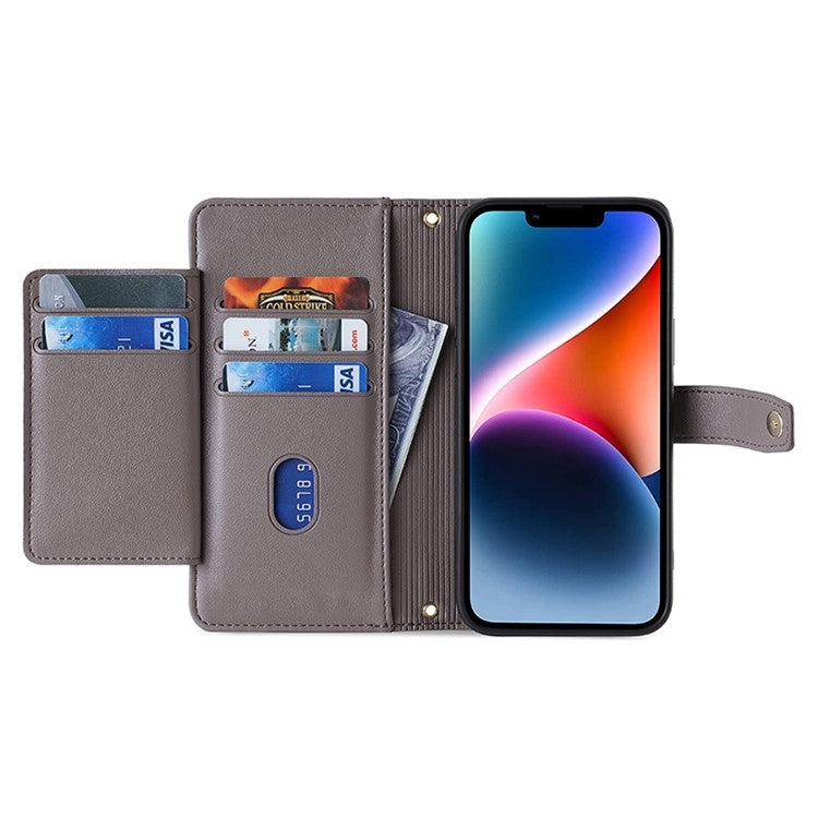 For Huawei Mate 60 Lite Sheep Texture Cross-body Zipper Wallet Leather Phone Case(Grey) - Huawei Cases by PMC TechLife | Online Shopping South Africa | PMC TechLife | Buy Now Pay Later Mobicred