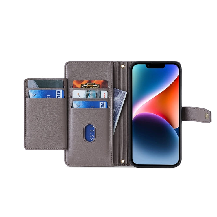 For Honor 90 Pro 5G Sheep Texture Cross-body Zipper Wallet Leather Phone Case(Grey) - Honor Cases by PMC TechLife | Online Shopping South Africa | PMC TechLife | Buy Now Pay Later Mobicred