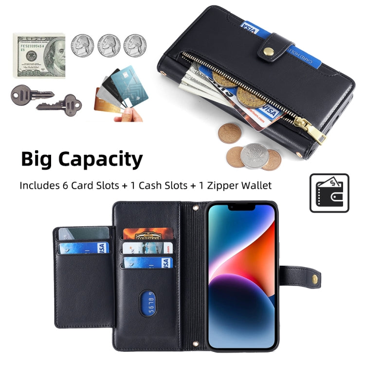 For Honor X8 Sheep Texture Cross-body Zipper Wallet Leather Phone Case(Black) - Honor Cases by PMC TechLife | Online Shopping South Africa | PMC TechLife | Buy Now Pay Later Mobicred