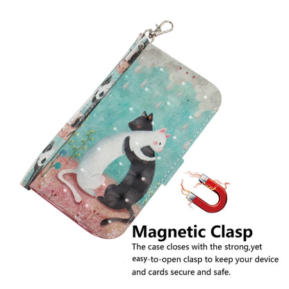 For iPhone SE 2024 3D Colored Horizontal Flip Leather Phone Case(Black White Cat) - More iPhone Cases by PMC Jewellery | Online Shopping South Africa | PMC Jewellery | Buy Now Pay Later Mobicred