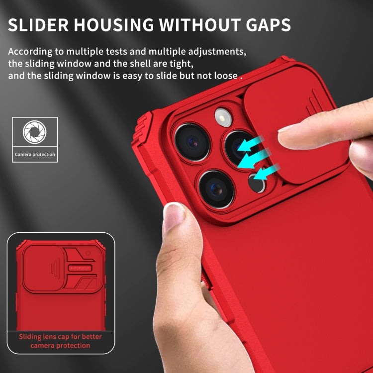 For iPhone 16 Pro Stereoscopic Holder Sliding Camshield Phone Case(Red) - iPhone 16 Pro Cases by PMC Jewellery | Online Shopping South Africa | PMC Jewellery | Buy Now Pay Later Mobicred