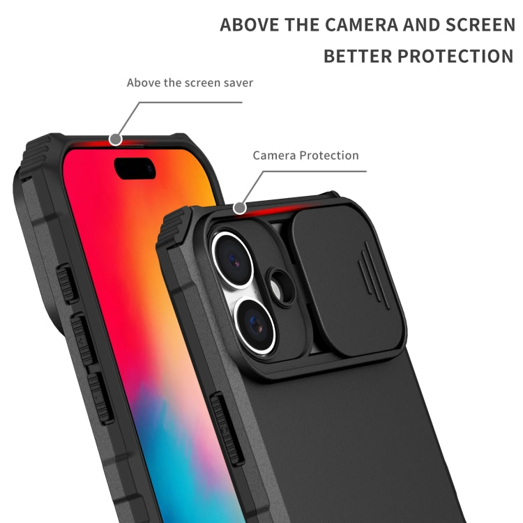 For iPhone 16 Plus Stereoscopic Holder Sliding Camshield Phone Case(Black) - iPhone 16 Plus Cases by PMC Jewellery | Online Shopping South Africa | PMC Jewellery | Buy Now Pay Later Mobicred