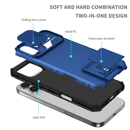 For iPhone 16 Plus Stereoscopic Holder Sliding Camshield Phone Case(Blue) - iPhone 16 Plus Cases by PMC Jewellery | Online Shopping South Africa | PMC Jewellery | Buy Now Pay Later Mobicred