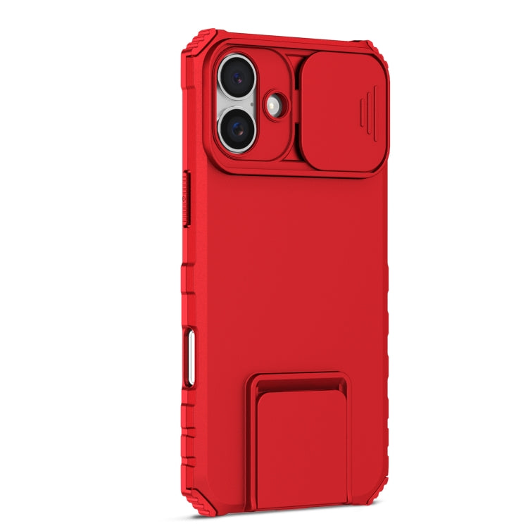 For iPhone 16 Stereoscopic Holder Sliding Camshield Phone Case(Red) - iPhone 16 Cases by PMC TechLife | Online Shopping South Africa | PMC TechLife | Buy Now Pay Later Mobicred