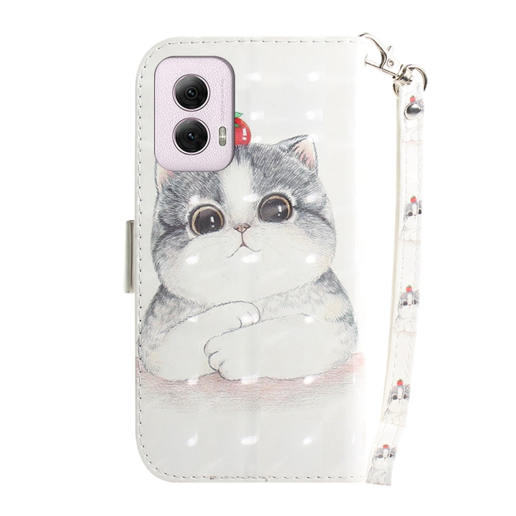 For Motorola Moto G Power 5G 2024 3D Colored Flip Leather Phone Case(Cute Cat) - Motorola Cases by PMC Jewellery | Online Shopping South Africa | PMC Jewellery | Buy Now Pay Later Mobicred