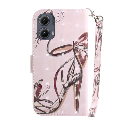 For Motorola Edge 2024 3D Colored Flip Leather Phone Case(Butterfly High-heeled) - Motorola Cases by PMC Jewellery | Online Shopping South Africa | PMC Jewellery | Buy Now Pay Later Mobicred