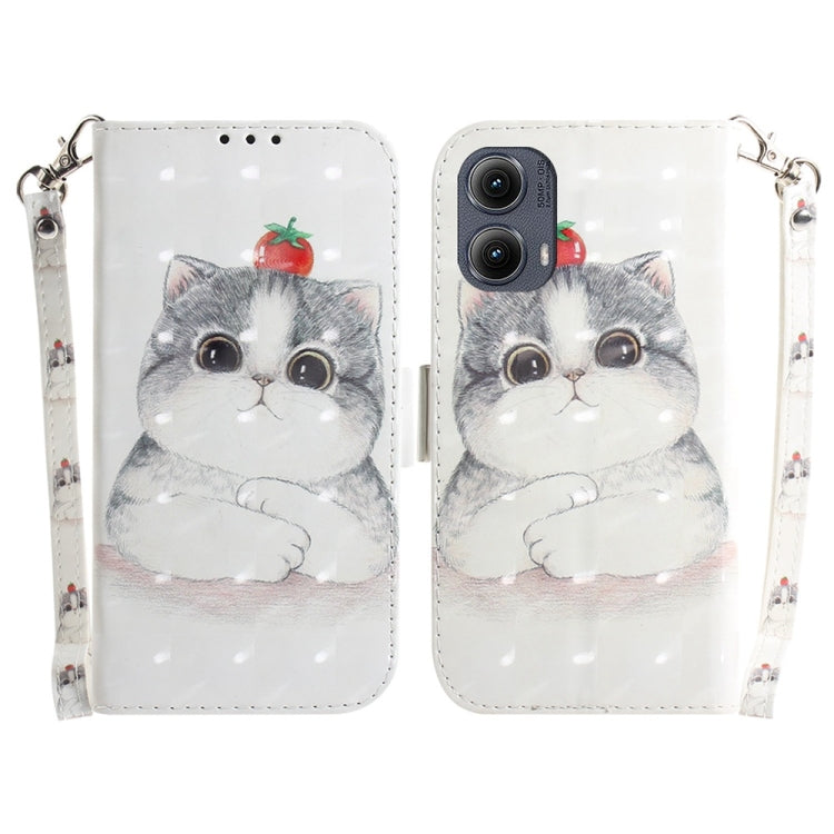 For Motorola Edge 2024 3D Colored Flip Leather Phone Case(Cute Cat) - Motorola Cases by PMC Jewellery | Online Shopping South Africa | PMC Jewellery | Buy Now Pay Later Mobicred