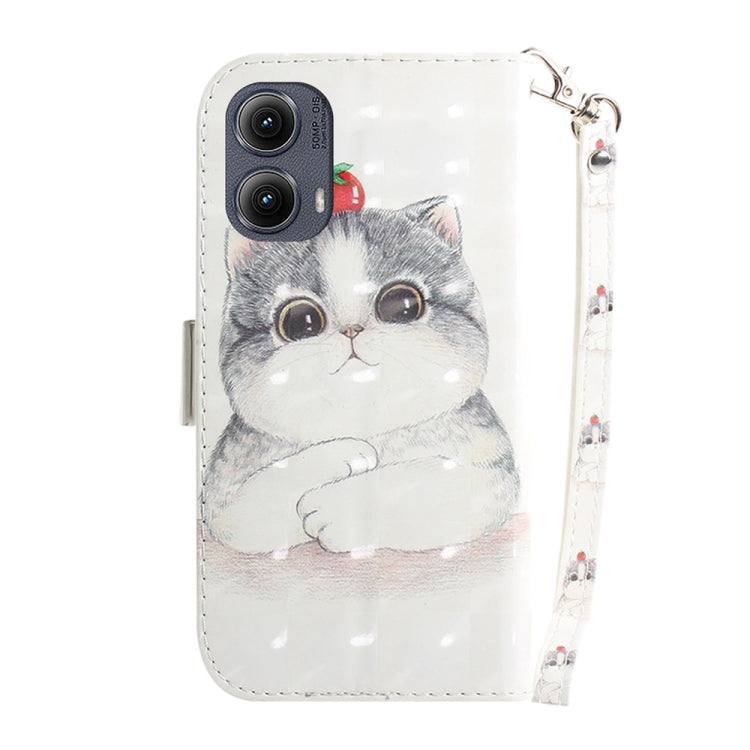 For Motorola Edge 2024 3D Colored Flip Leather Phone Case(Cute Cat) - Motorola Cases by PMC Jewellery | Online Shopping South Africa | PMC Jewellery | Buy Now Pay Later Mobicred