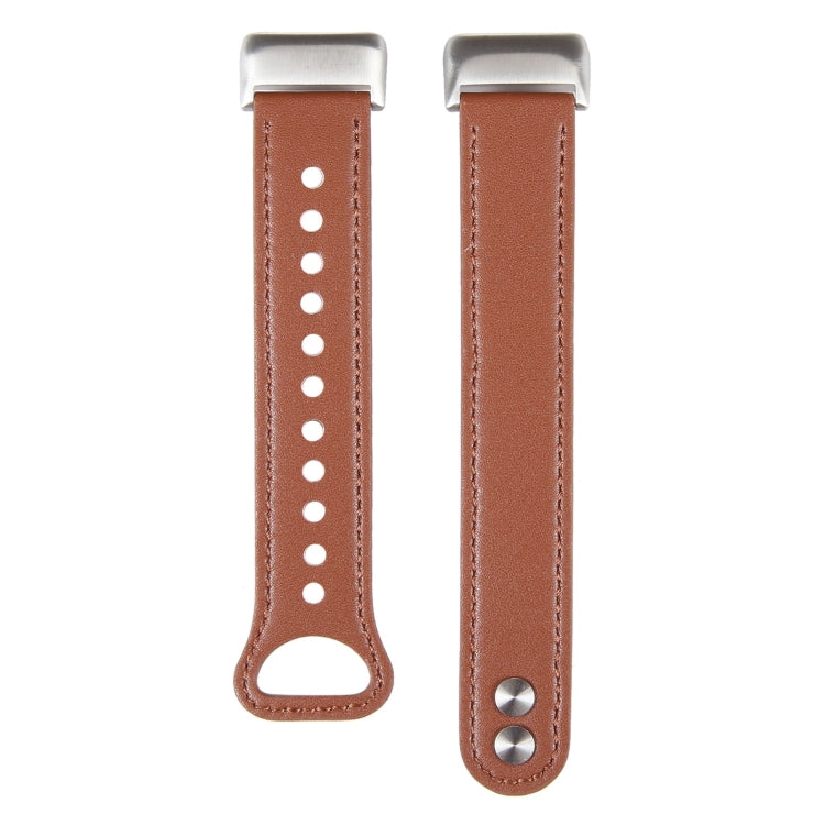 For Fitbit Charge 5 PU Leather Replacement Watch Band(Brown) - Watch Bands by PMC TechLife | Online Shopping South Africa | PMC TechLife | Buy Now Pay Later Mobicred