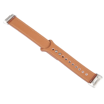 For Fitbit Charge 5 PU Leather Replacement Watch Band(Brown) - Watch Bands by PMC Jewellery | Online Shopping South Africa | PMC Jewellery | Buy Now Pay Later Mobicred