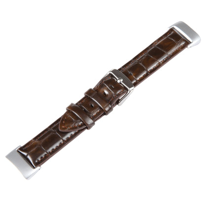 For Fitbit Charge 5 18mm Bamboo Joint Texture Genuine Leather Watch Band(Bamboo Dark Brown) - Watch Bands by PMC Jewellery | Online Shopping South Africa | PMC Jewellery | Buy Now Pay Later Mobicred