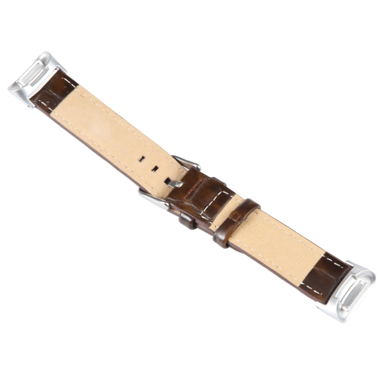 For Fitbit Charge 5 18mm Bamboo Joint Texture Genuine Leather Watch Band(Bamboo Dark Brown) - Watch Bands by PMC Jewellery | Online Shopping South Africa | PMC Jewellery | Buy Now Pay Later Mobicred