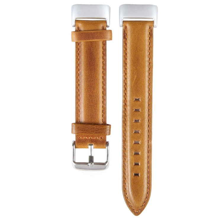 For Fitbit Charge 5 18mm Bamboo Joint Texture Genuine Leather Watch Band(Light Brown) - Watch Bands by PMC Jewellery | Online Shopping South Africa | PMC Jewellery | Buy Now Pay Later Mobicred