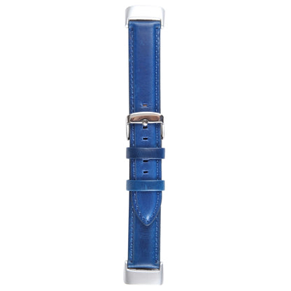 For Fitbit Charge 5 18mm Bamboo Joint Texture Genuine Leather Watch Band(Blue) - Watch Bands by PMC Jewellery | Online Shopping South Africa | PMC Jewellery | Buy Now Pay Later Mobicred