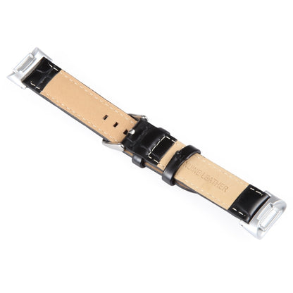 For Fitbit Charge 5 18mm Bamboo Joint Texture Genuine Leather Watch Band(Bamboo Black) - Watch Bands by PMC Jewellery | Online Shopping South Africa | PMC Jewellery | Buy Now Pay Later Mobicred