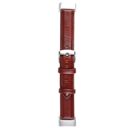 For Fitbit Charge 5 18mm Bamboo Joint Texture Genuine Leather Watch Band(Wine Red) - Watch Bands by PMC Jewellery | Online Shopping South Africa | PMC Jewellery | Buy Now Pay Later Mobicred