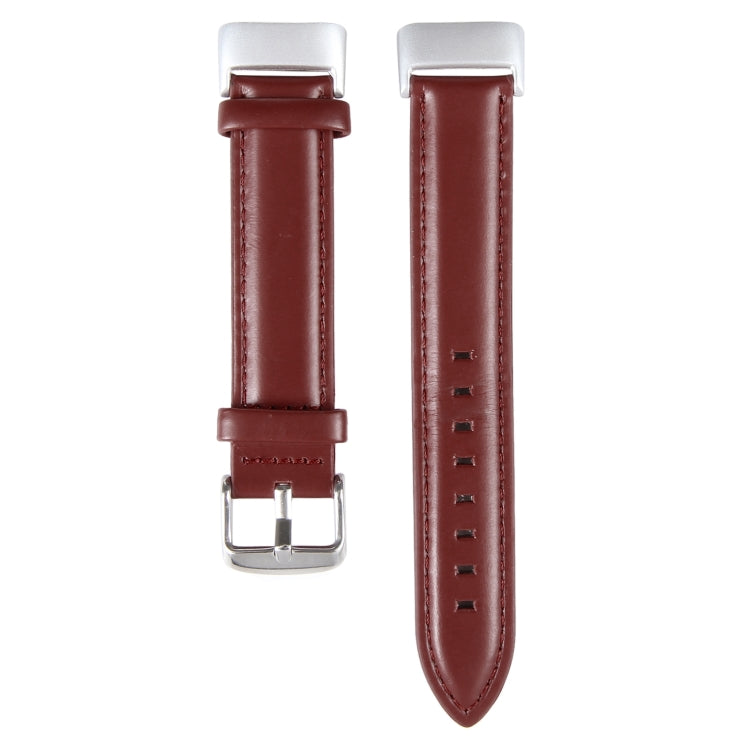 For Fitbit Charge 5 18mm Bamboo Joint Texture Genuine Leather Watch Band(Wine Red) - Watch Bands by PMC Jewellery | Online Shopping South Africa | PMC Jewellery | Buy Now Pay Later Mobicred