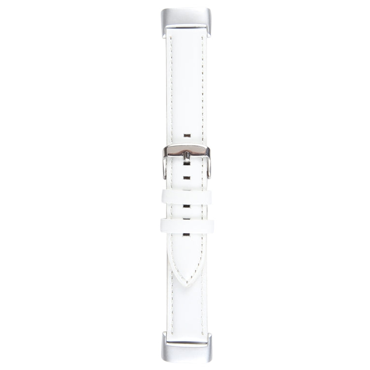 For Fitbit Charge 5 18mm Bamboo Joint Texture Genuine Leather Watch Band(White) - Watch Bands by PMC Jewellery | Online Shopping South Africa | PMC Jewellery | Buy Now Pay Later Mobicred