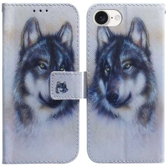 For iPhone SE 2024 Coloured Drawing Flip Leather Phone Case(White Wolf) - More iPhone Cases by PMC Jewellery | Online Shopping South Africa | PMC Jewellery | Buy Now Pay Later Mobicred