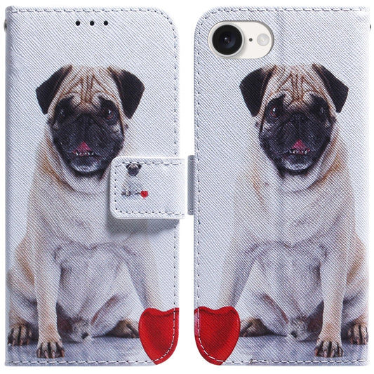 For iPhone SE 2024 Coloured Drawing Flip Leather Phone Case(Pug) - More iPhone Cases by PMC Jewellery | Online Shopping South Africa | PMC Jewellery | Buy Now Pay Later Mobicred