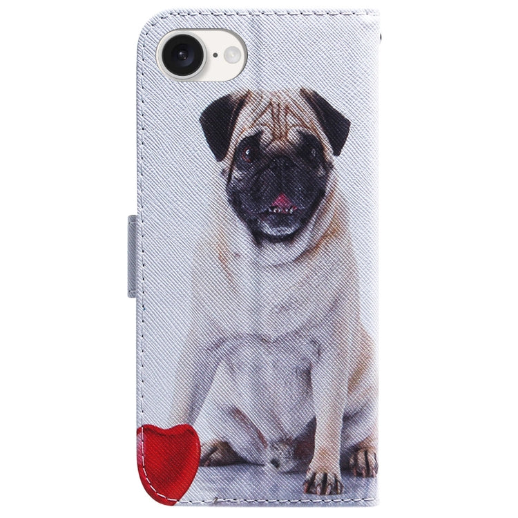 For iPhone SE 2024 Coloured Drawing Flip Leather Phone Case(Pug) - More iPhone Cases by PMC Jewellery | Online Shopping South Africa | PMC Jewellery | Buy Now Pay Later Mobicred