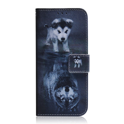 For iPhone SE 2024 Coloured Drawing Flip Leather Phone Case(Wolf and Dog) - More iPhone Cases by PMC Jewellery | Online Shopping South Africa | PMC Jewellery | Buy Now Pay Later Mobicred