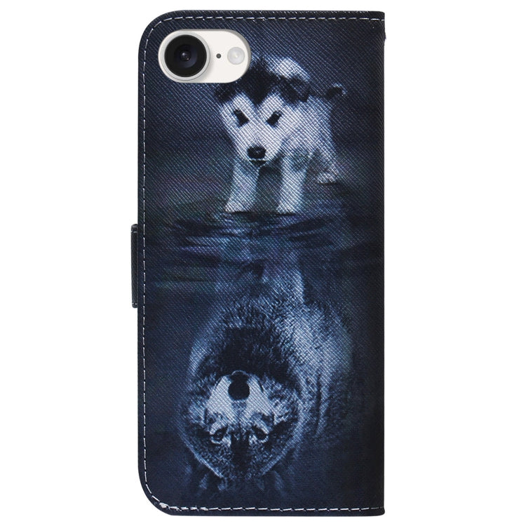 For iPhone SE 2024 Coloured Drawing Flip Leather Phone Case(Wolf and Dog) - More iPhone Cases by PMC Jewellery | Online Shopping South Africa | PMC Jewellery | Buy Now Pay Later Mobicred