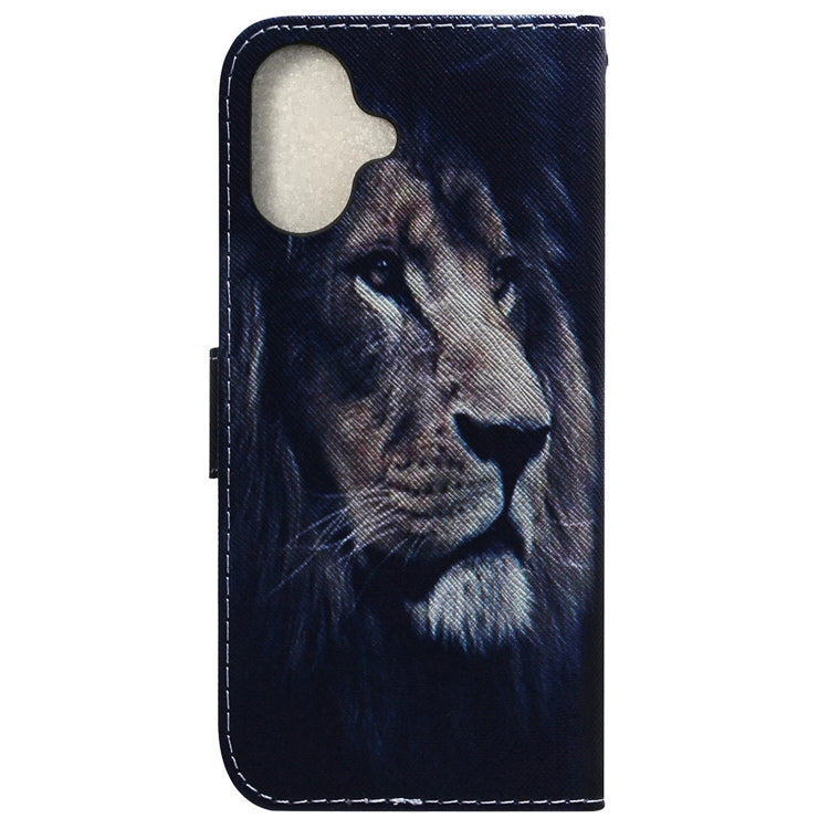 For iPhone 16 Coloured Drawing Flip Leather Phone Case(Lion) - iPhone 16 Cases by PMC TechLife | Online Shopping South Africa | PMC TechLife | Buy Now Pay Later Mobicred