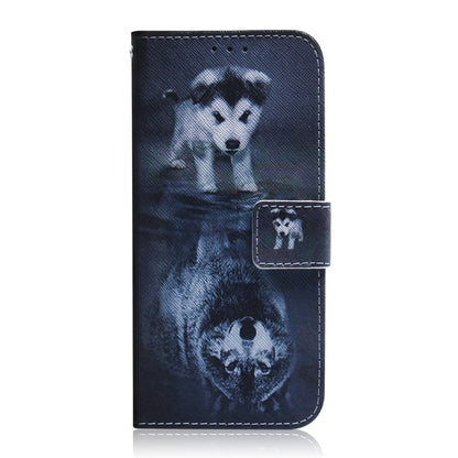 For iPhone 16 Coloured Drawing Flip Leather Phone Case(Wolf and Dog) - iPhone 16 Cases by PMC Jewellery | Online Shopping South Africa | PMC Jewellery | Buy Now Pay Later Mobicred