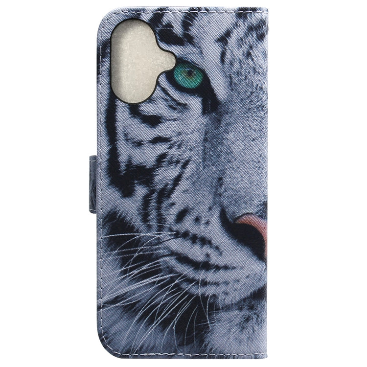 For iPhone 16 Plus Coloured Drawing Flip Leather Phone Case(Tiger) - iPhone 16 Plus Cases by PMC TechLife | Online Shopping South Africa | PMC TechLife | Buy Now Pay Later Mobicred