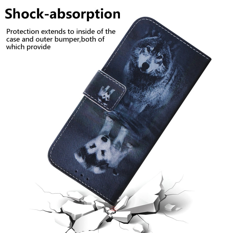 For iPhone 16 Plus Coloured Drawing Flip Leather Phone Case(Wolf and Dog) - iPhone 16 Plus Cases by PMC Jewellery | Online Shopping South Africa | PMC Jewellery | Buy Now Pay Later Mobicred